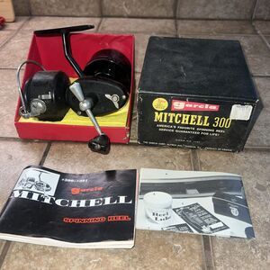 Vintage Garcia Mitchell 300 Spinning Reel in Box with Spool And Paperwork